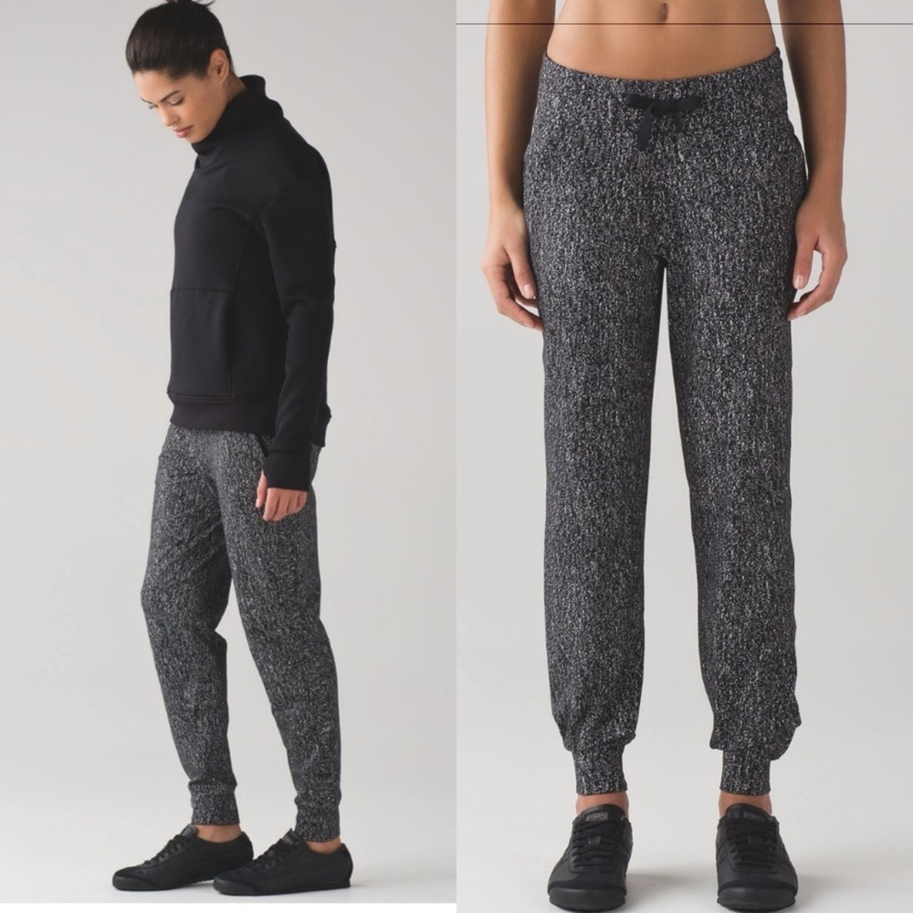 Lululemon Ready To Rulu Pant Running Luon Suited Jacquard Black White Sz 4